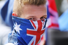 An anti-Islam protestor at the Reclaim Australia Rally in Melton (Herald Sun).